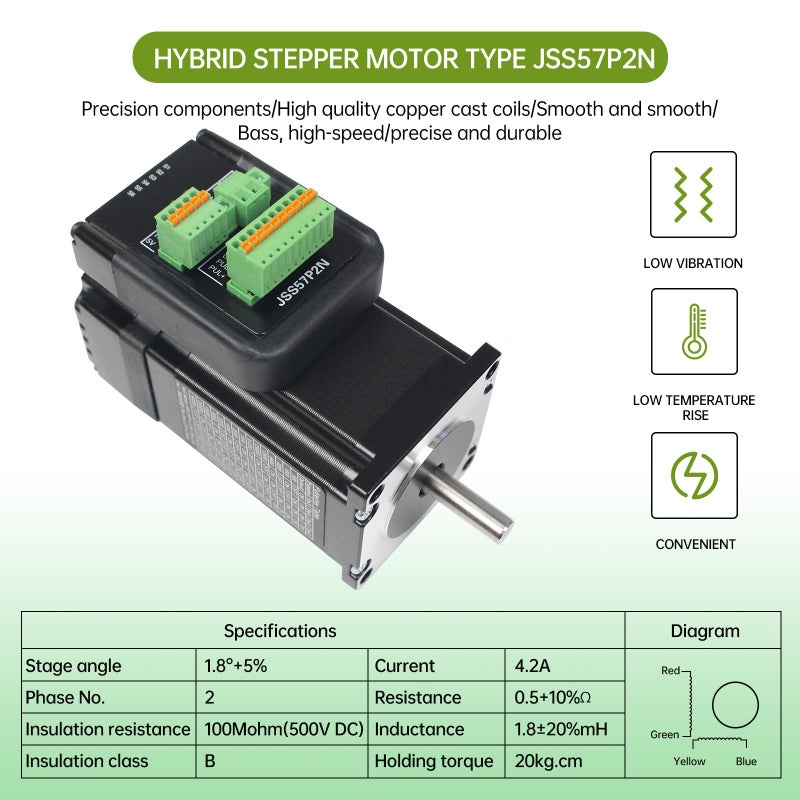 CNCTOPBAOS JSS57P2N Nema23 2N.m Closed Loop Stepper Motor Integrated Digital Hybrid Servo Drive System 24-48V DC RS232 with 1000 Encoder line for Robots,Cutting,Marking,CNC Router Engraving Machine - Image 2